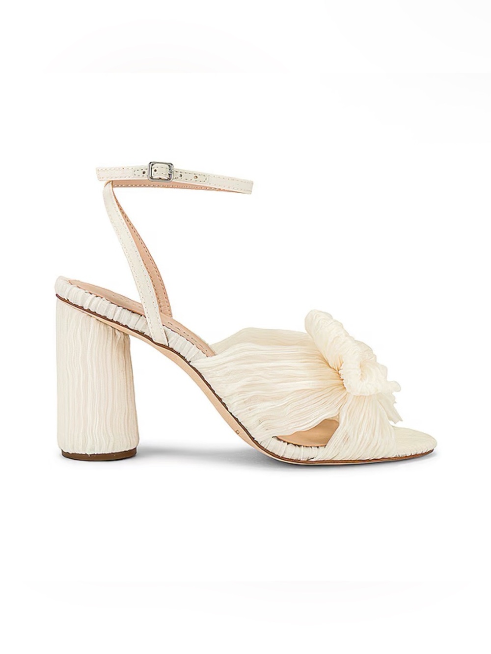 Loeffler Randall Camellia Pleated Bow Heel in Vegan Pearl NIB